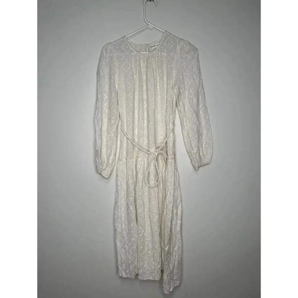 Apiece Apart Dress Womens 4 Sofie Cream Textured Midi Peasant Boho Lightweight - Picture 3 of 14